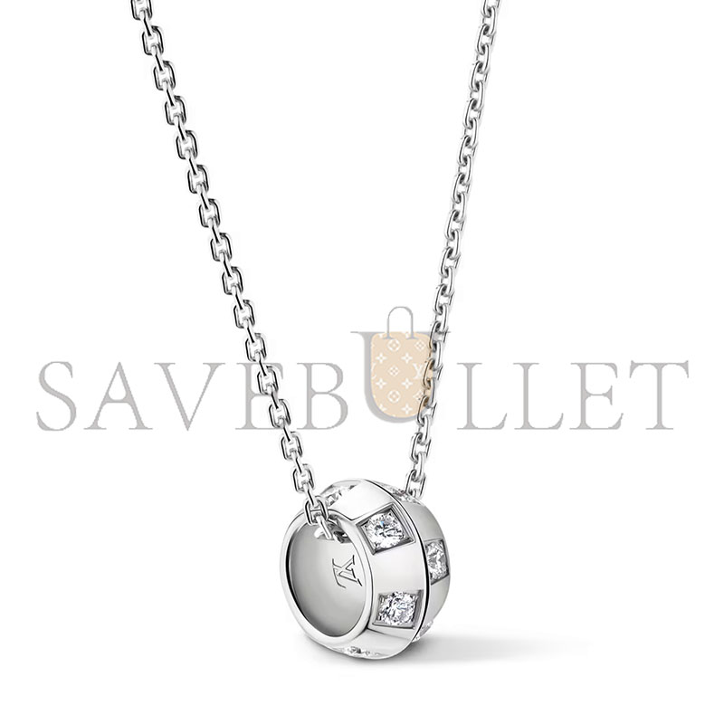 LOUIS VUITTON LE DAMIER DE PENDANT, WHITE GOLD AND DIAMONDS Q03889 LOUIS VUITTON LE DAMIER DE PENDANT, WHITE GOLD AND DIAMONDS Q03889